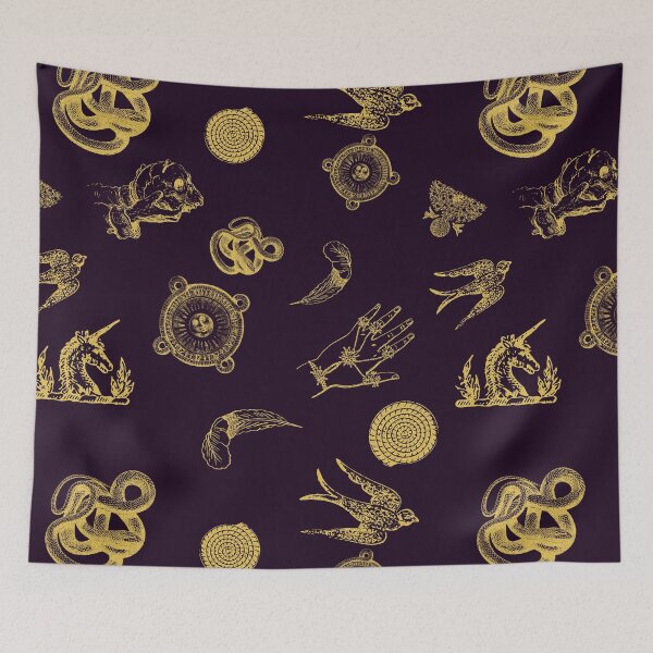 Item preview, Gold Witch Symbols Pattern | Vintage Illustrations  designed and sold by KnightandMoon.