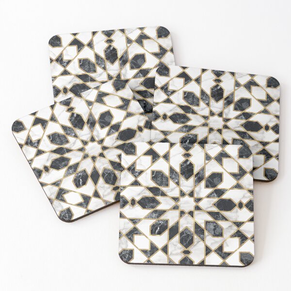 Item preview, Black & White Marble Moroccan Mosaic designed and sold by CatyArte.