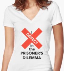 I Defect in the Prisoner's Dilemma Women's Fitted V-Neck T-Shirt