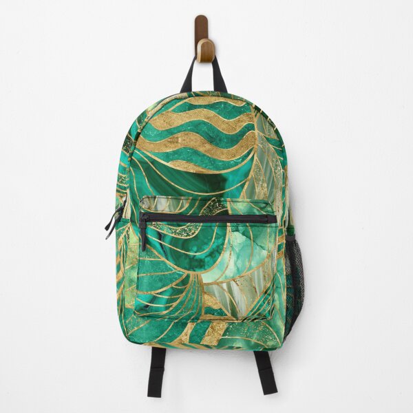 Item preview, Green Gold Metallic Wavy Abstract designed and sold by k9printart.