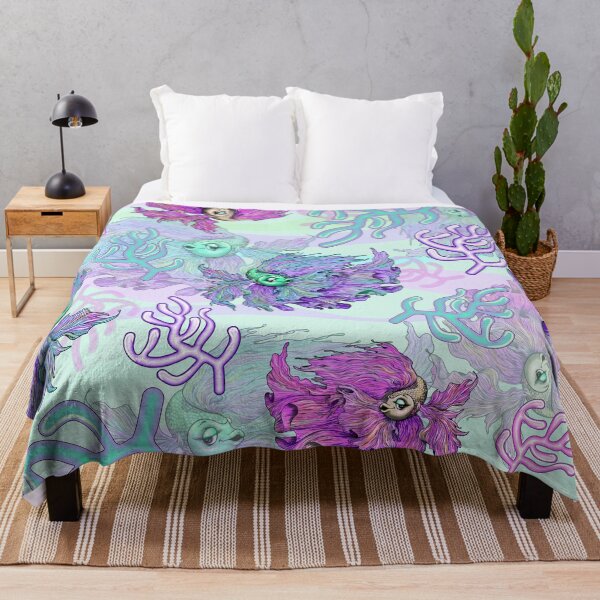 Item preview, Angel Fish Fantasy Aqua Pink & Purple Pattern designed and sold by BluedarkArt.