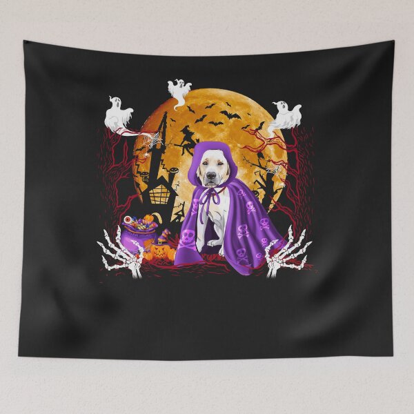 Item preview, Labrador Dog Wearing Halloween Coat Pumpkin Boo Pullover Hoodie designed and sold by marshapgp.