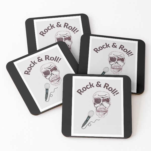 Item preview, Rock N Roll Skull & Mic Hand Drawn Grey Background designed and sold by H3designs.