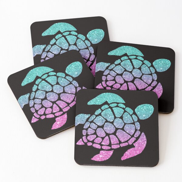Item preview, Bright Pink Aqua Ombre Faux Glitter Turtle designed and sold by Felicity-K.