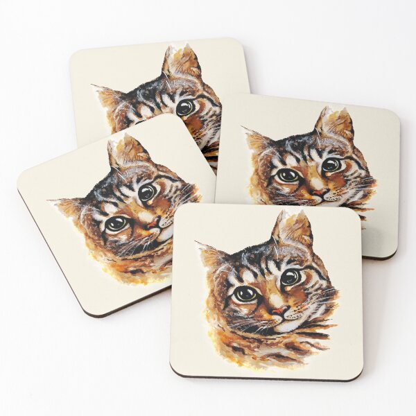 Item preview, Stray Cat Portrait Watercolor Artwork designed and sold by BluedarkArt.