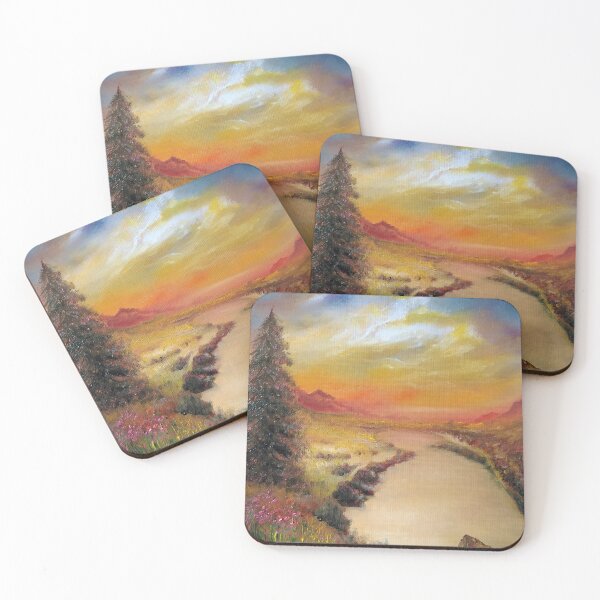 Item preview, Red Mountain Sunset Landscape Painting by River designed and sold by Sanscapes.