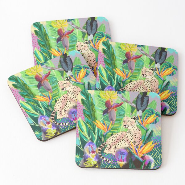 Item preview, Cheetah, two Mandrills and a Hornbill by Orangerinka designed and sold by orangerinka.