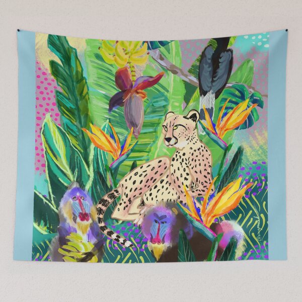 Item preview, Cheetah, two Mandrills and a Hornbill by Orangerinka designed and sold by orangerinka.