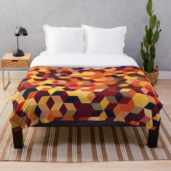 Item preview, Geometric Abstract  Autumn Coloured Cube Pattern designed and sold by MaseFaceMerch.