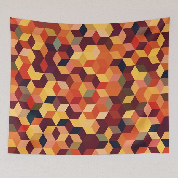 Item preview, Geometric Abstract  Autumn Coloured Cube Pattern designed and sold by MaseFaceMerch.