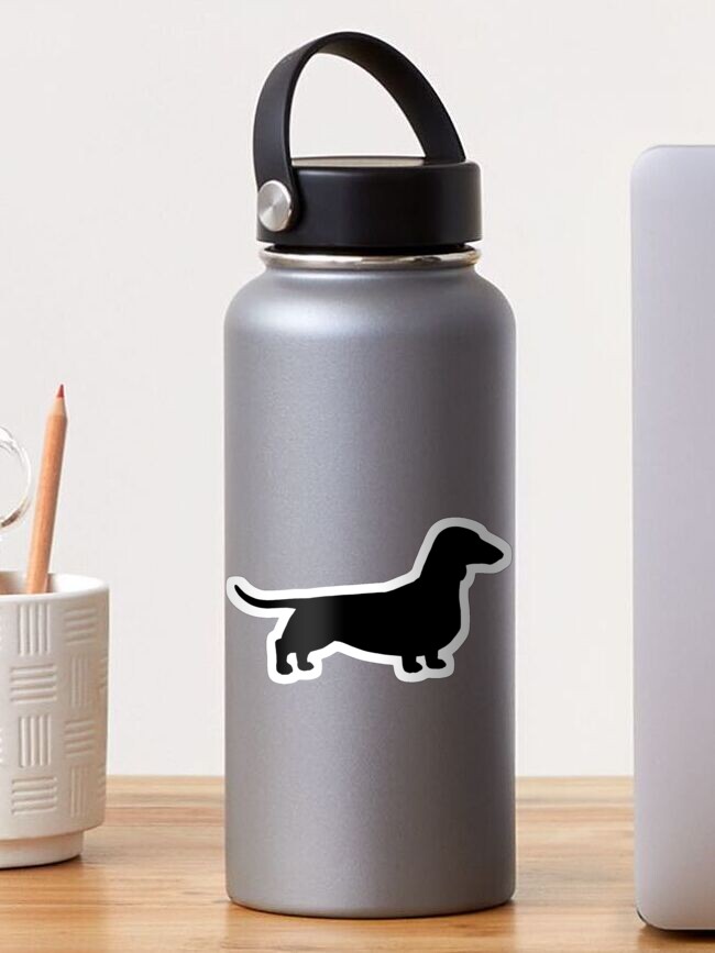 Thumbnail 1 of 3, Sticker, Dachshund Dog Silhouette(s) | Smooth Coated Wiener Dog designed and sold by ShortCoffee.