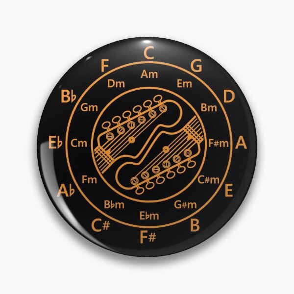 Item preview, Circle of Fifths Electric Guitar Headstock Outlines Orange designed and sold by nightsworthy.