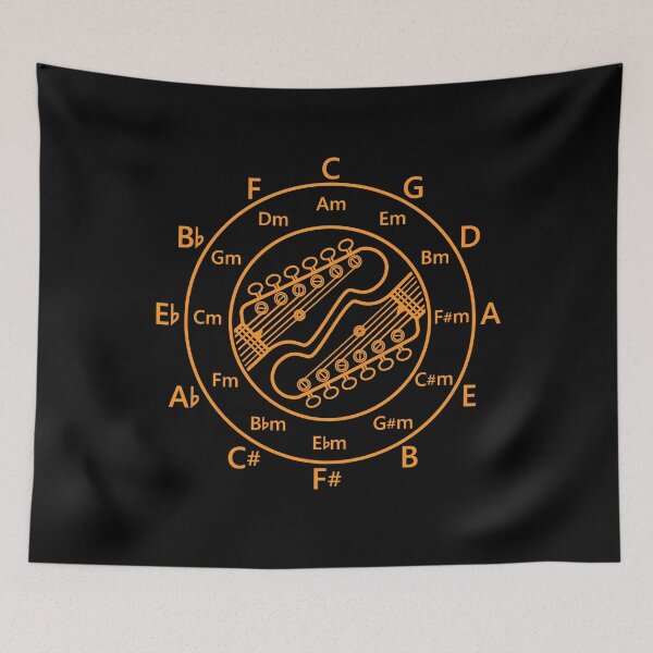 Item preview, Circle of Fifths Electric Guitar Headstock Outlines Orange designed and sold by nightsworthy.