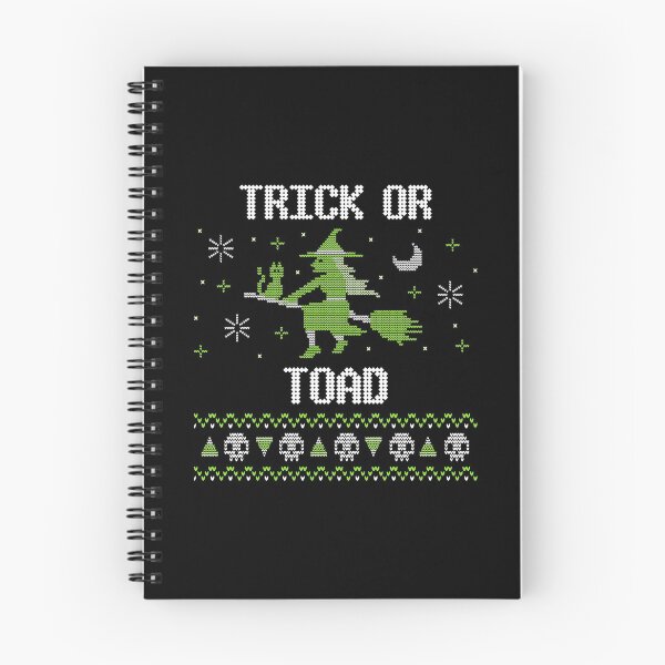 Item preview, Trick or Toad new trending funny cute green a witch flying on a broom in spooky halloween dark night with her cute cat  adorable candy corn and skeleton knitted pattern design 2021  designed and sold by TeenLake.