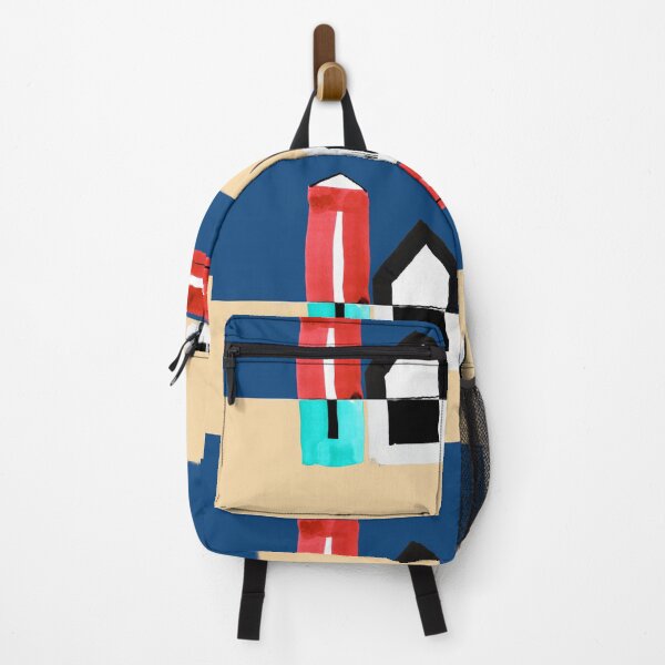 Item preview, Two Black and Two Red Houses on Blue and Beige - A version designed and sold by Istvan Ocztos.