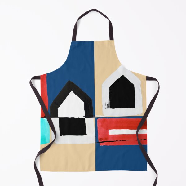 Item preview, Two Black and Two Red Houses on Blue and Beige - A version designed and sold by Istvan Ocztos.