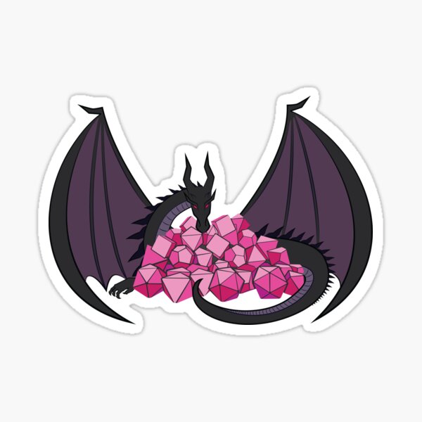 Dragon & Dice (black) Sticker