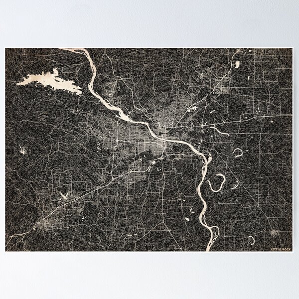 Artikelvorschau, Little Rock map Arkansas Ink lines entworfen und verkauft von InkMaps.
