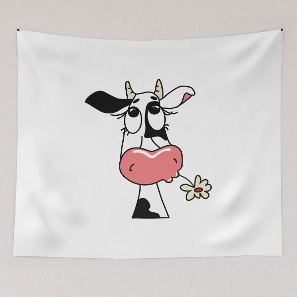 Item preview, cow with flower designed and sold by SKdarealshop.