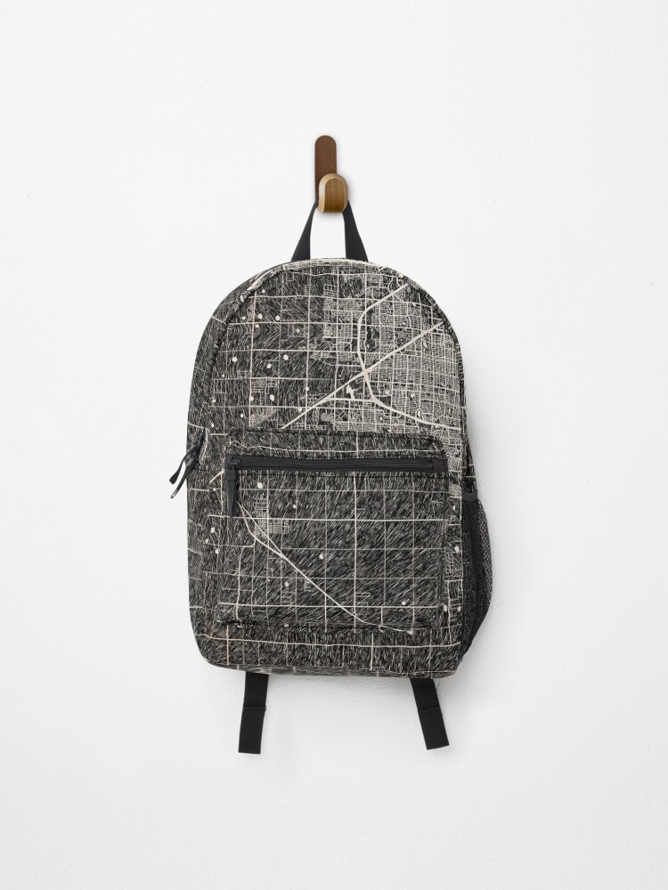 Thumbnail 1 of 3, Backpack, Lubbock map Texas Ink lines 2 designed and sold by InkMaps.
