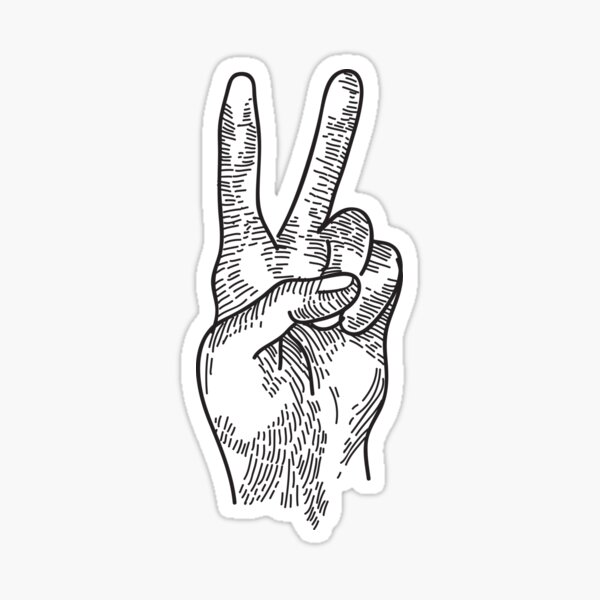 Sticker Peace Fingers Redbubble