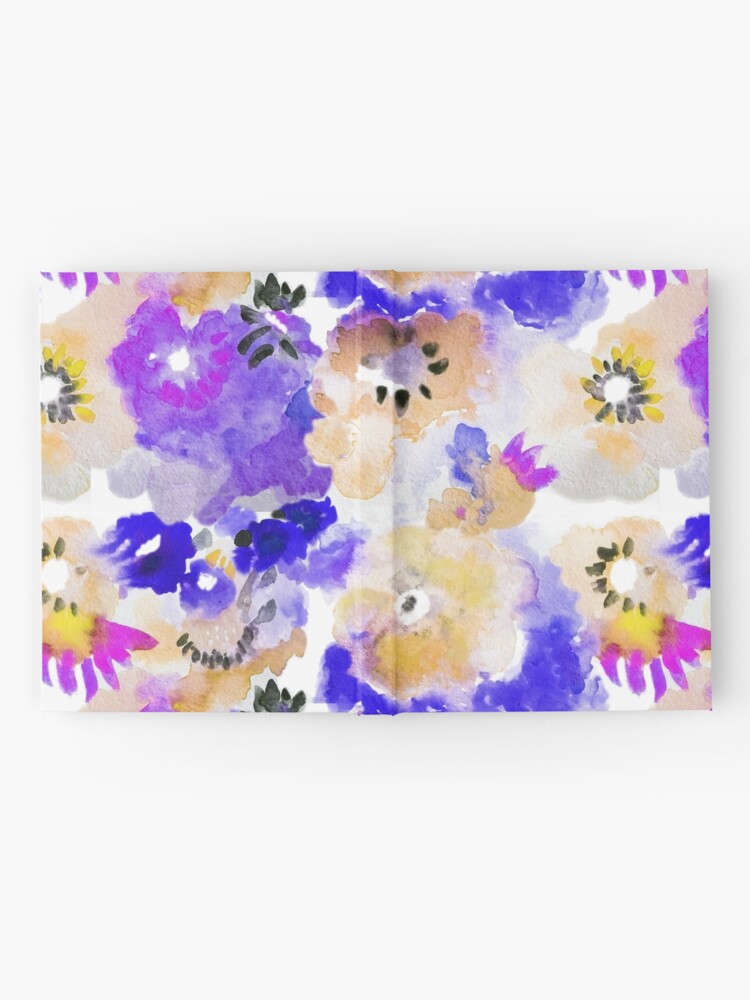 Imagen 2 de 3, Cuaderno de tapa dura con la obra Arte de flores azules, diseñada y vendida por bertelv.