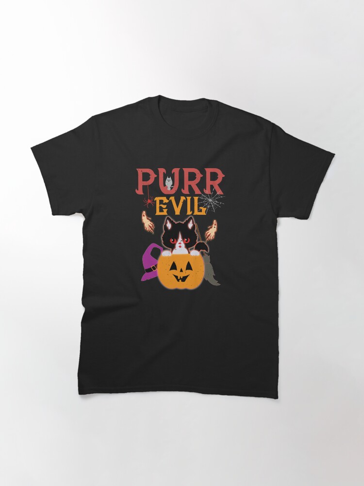 Alternate view of Purr Evil Cat Halloween Classic T-Shirt