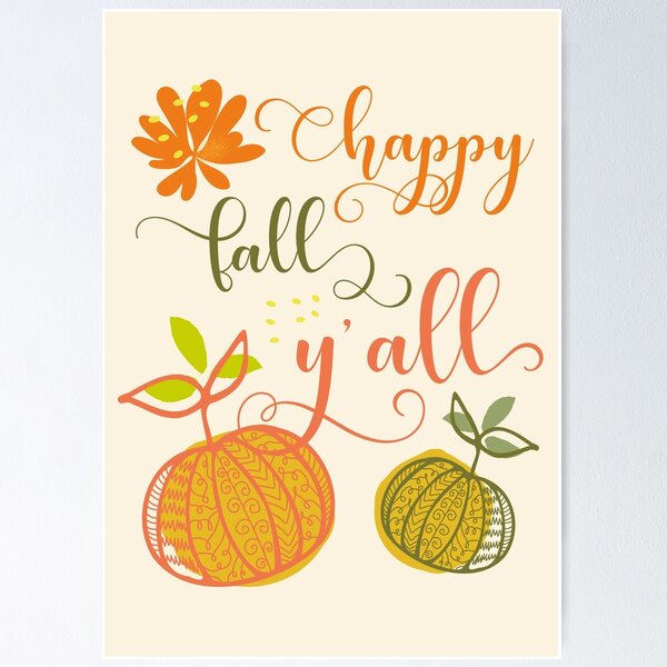 Item preview, Happy Fall Y'all. Pumpkins and Typography Fall Season. designed and sold by LotusBlanc.