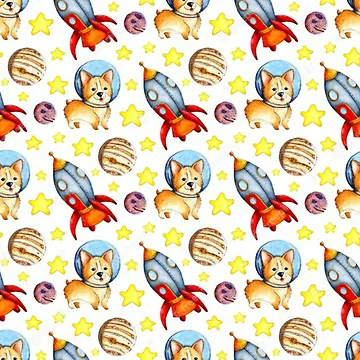 Artwork thumbnail, Space corgi rocket pattern by Rakos-Merch