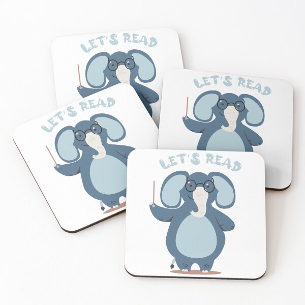 Item preview, let's read blue kids children blue elephant cute animal reading designed and sold by MeryemSpace.