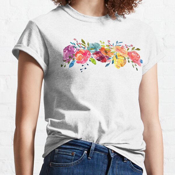 Bright Flowers Summer Watercolor Peonies Classic T-Shirt
