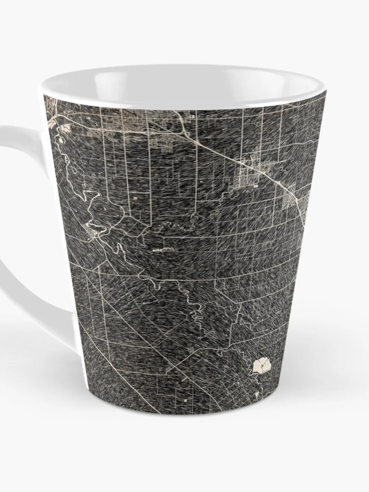 Thumbnail 3 of 4, Coffee Mug, Modesto map California Ink lines designed and sold by InkMaps.