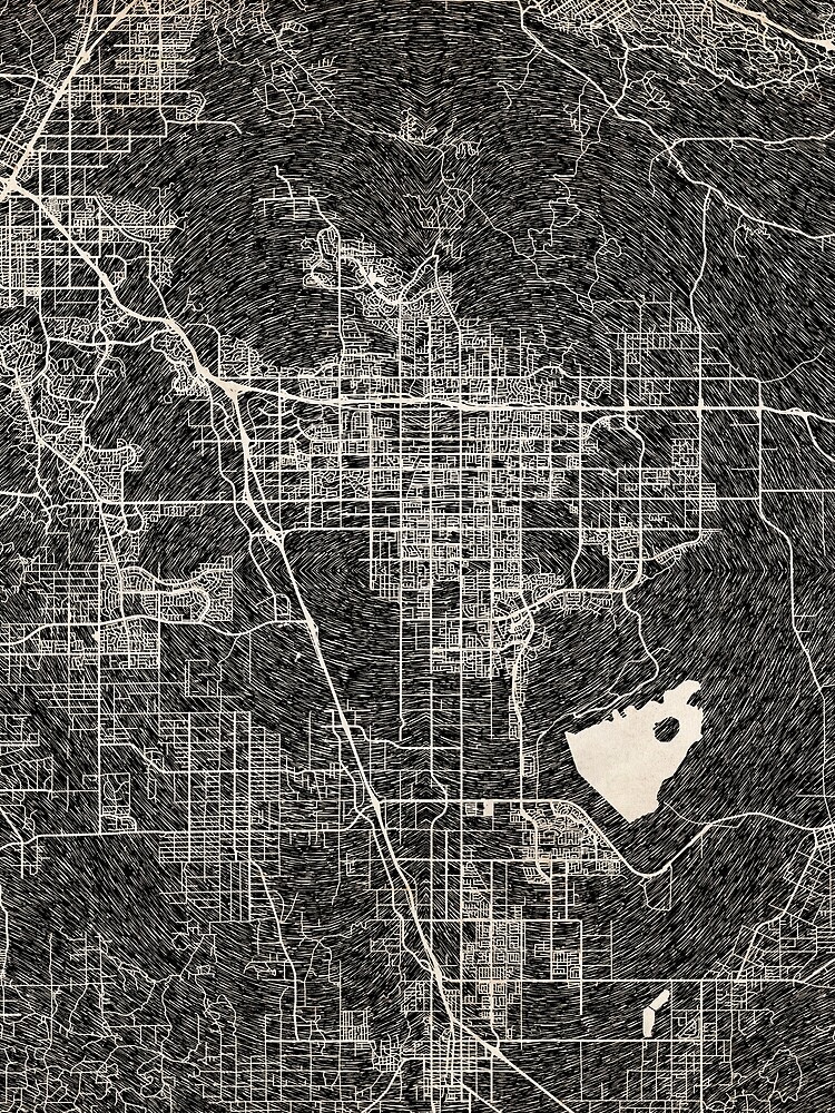 Thumbnail 3 von 3, Tuch, Moreno Valley map California Ink lines designt und verkauft von InkMaps.