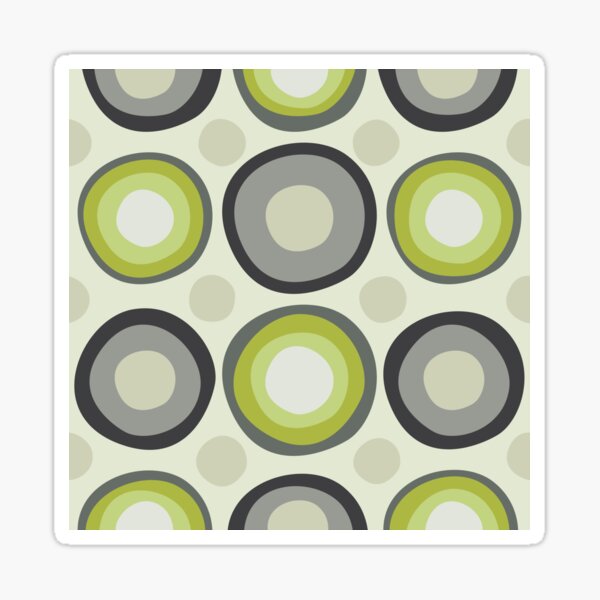 Vintage Unisex Colorful Random Shapes and Circles on Retro Green Pastel Sticker