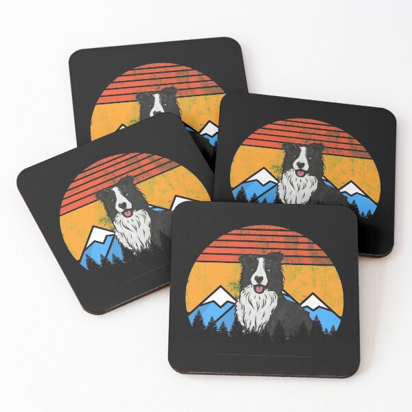 Artikelvorschau, Vintage Sonnenuntergang Berge und Wald Border Collie Retro Hund Distressed Geschenk entworfen und verkauft von Guarddogdrive.