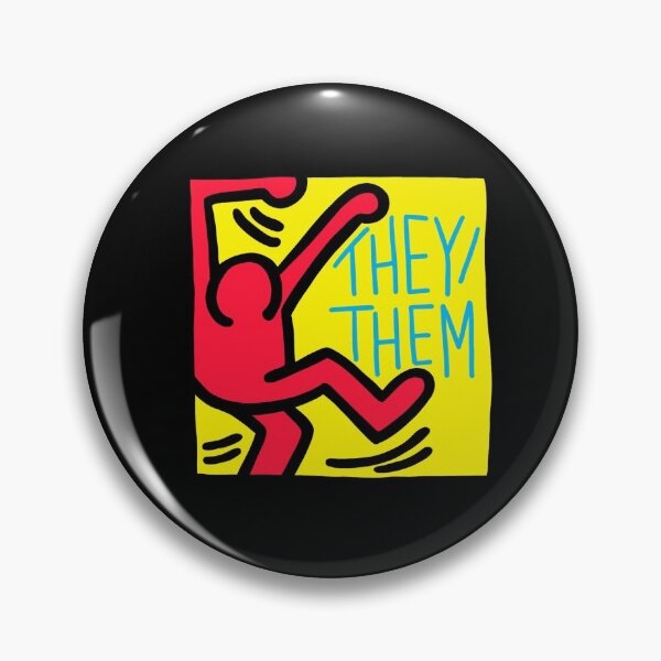 Item preview, Keith Harring Inspired Pronoun Sticker or Pin - They/Them designed and sold by percev4l.