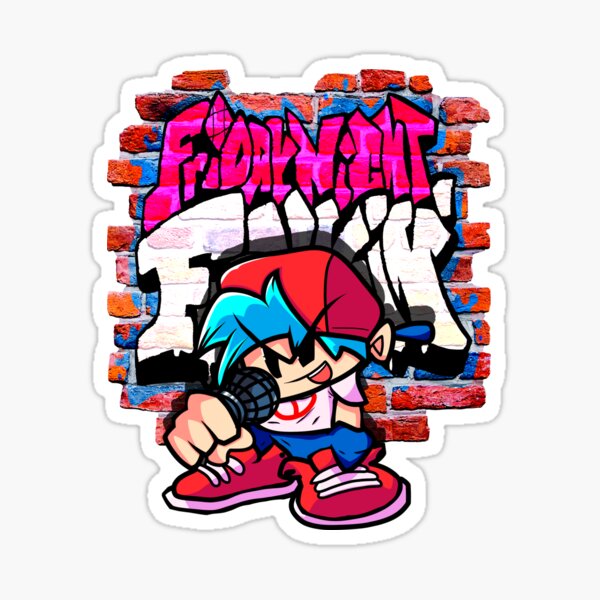 Boyfriend Fnf Brick Wall Sticker For Sale By Abrekart Redbubble