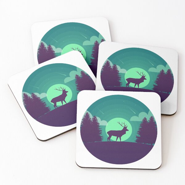 Item preview, Deer wandering in the night forest illuminated by moonlight designed and sold by Butterfly-Dream.