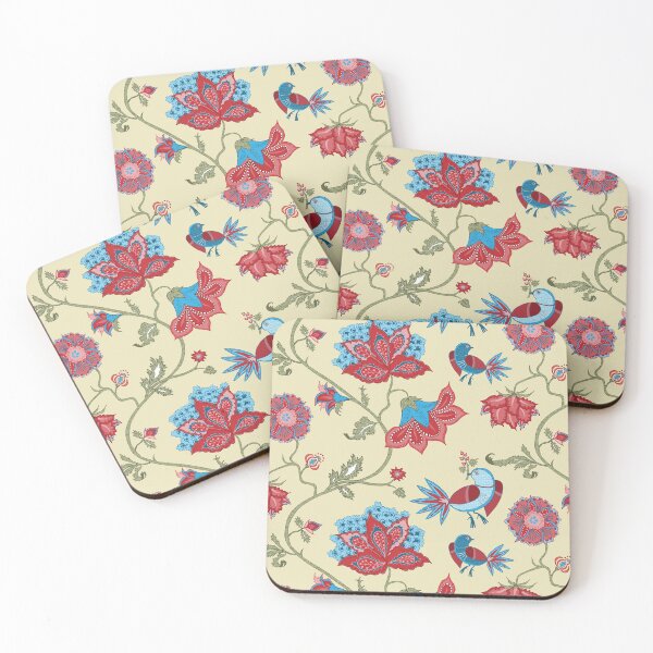 Item preview, Exotic chintz with bird - beige / multicolor designed and sold by kobyakov.