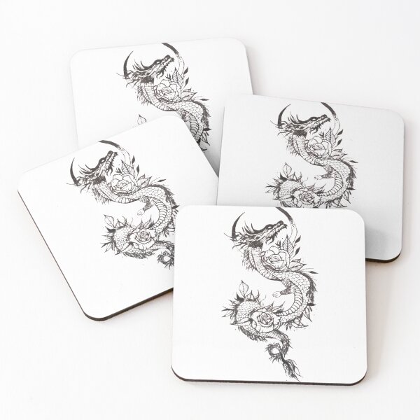 Item preview, Black and White Snake Dragon with Flowers designed and sold by diamondmilk.