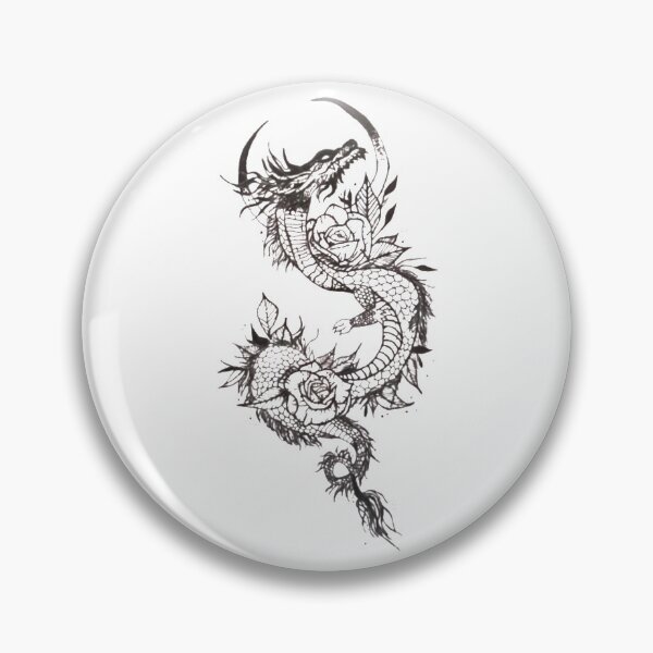 Item preview, Black and White Snake Dragon with Flowers designed and sold by diamondmilk.