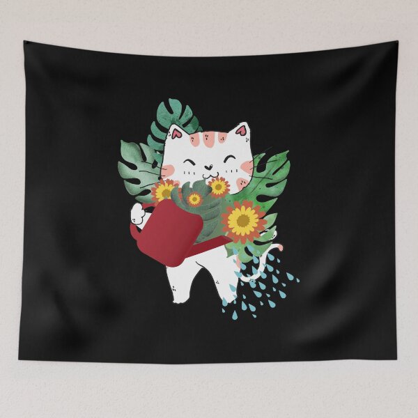Item preview, Cat watering plants designed and sold by Tanya Mihe.