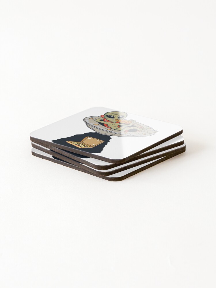 Thumbnail 4 of 5, Coasters (Set of 4), Pizza alien designed and sold by Rondeboy.