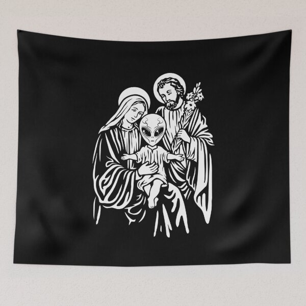 Item preview, Alien Baby Jesus with Mary and Joseph designed and sold by SpreadForSatan.
