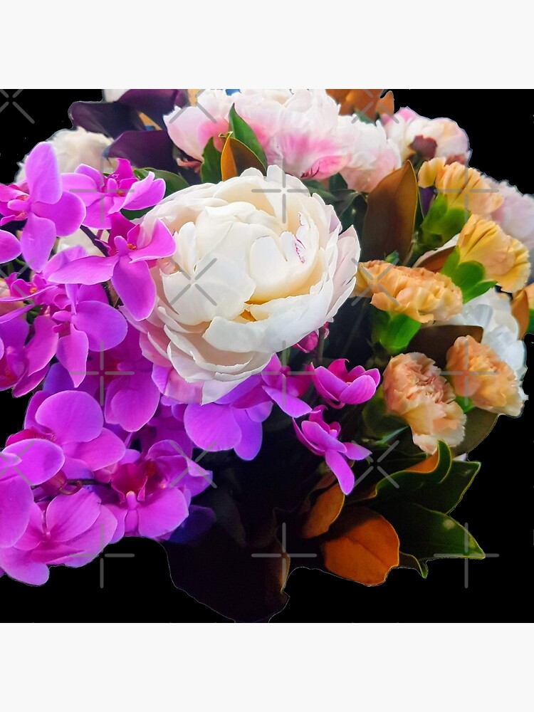 "orchid peony carnation lily floral flower bouquet bunch" Poster for