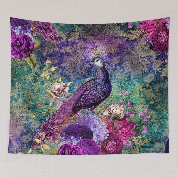 Item preview, Elegant Vintage Purple Teal Peacocks designed and sold by tsuttles.