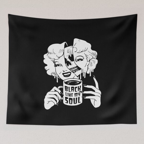 Item preview, Black Like My Soul Coffee Mug with Melting Woman Face and Skull designed and sold by SpreadForSatan.