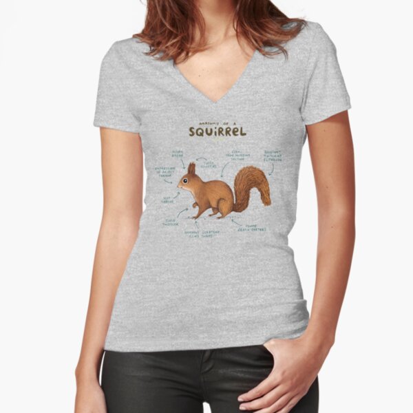 Anatomy of a Squirrel Fitted V-Neck T-Shirt