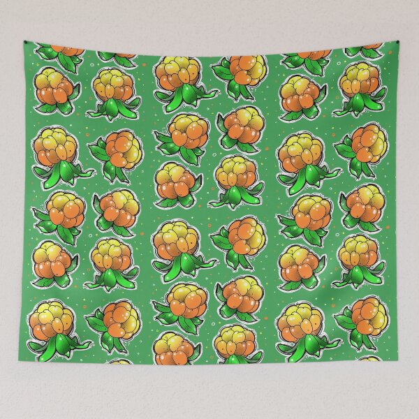 Item preview, Cloudberry pattern on green background  designed and sold by weilertsen.