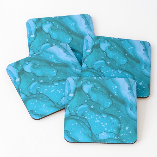 Item preview, Lost at Sea,  Abstract blue green alcohol ink painting by Herzart designed and sold by herzart.